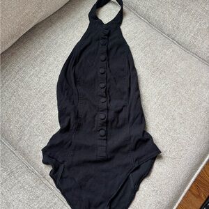 Elegant Black Halter Neck Bodysuit